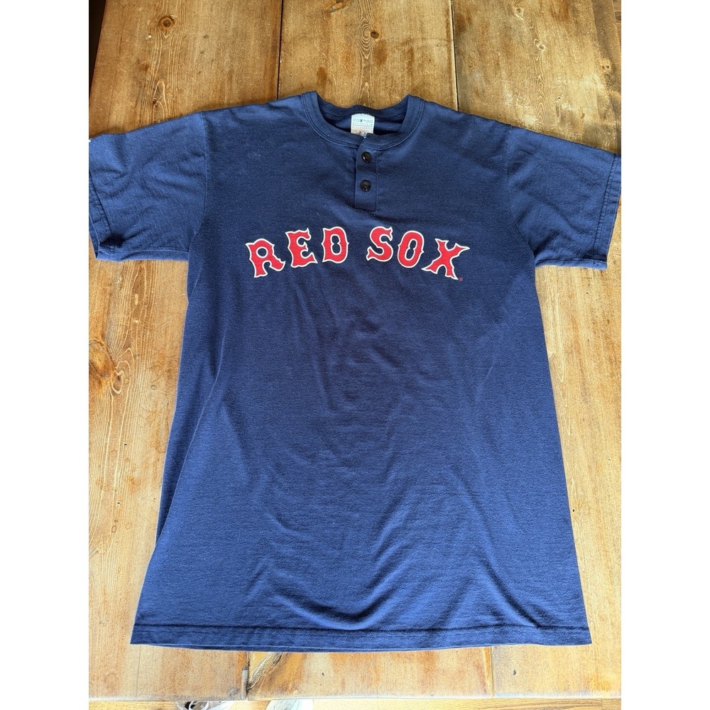 Vintage Boston Red Sox Majestic Henley T-Shirt – #3 – Navy Blue